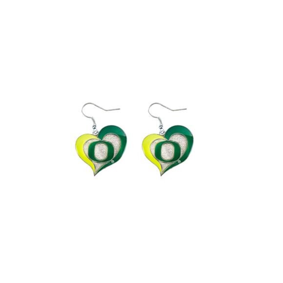 New NCAA Oregon Ducks Swirl‎ Heart Earrings - Picture 2 of 2